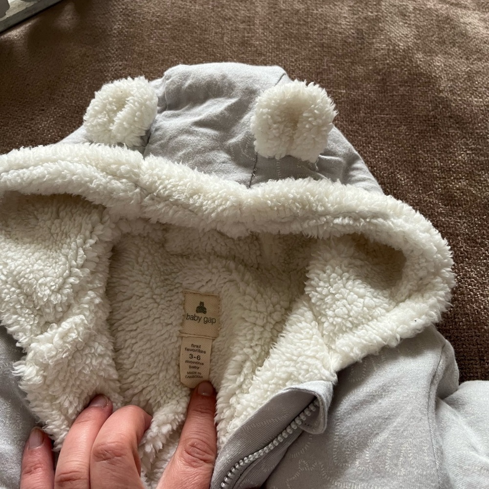 Baby Gap 3-6 Months Cozy Baby Snowsuit with Bear Ears - Picture 3 of 6